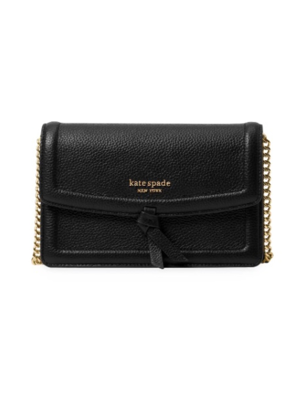 kate spade Knot Pebbled Leather Crossbody Bag in Black